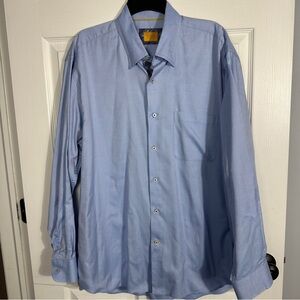Robert Talbott Carmel oxford cloth blue XL shirt, contrasting placket, cotton
